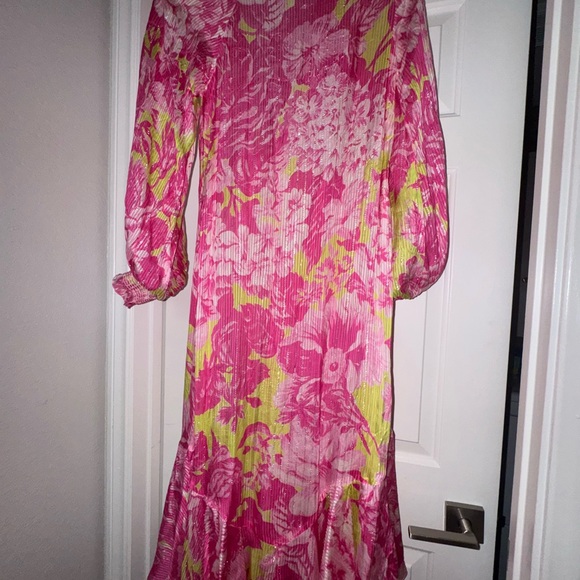 ROCCO SAND ziba coverup kimono neon pink and Green Long floral size XS - Picture 10 of 14